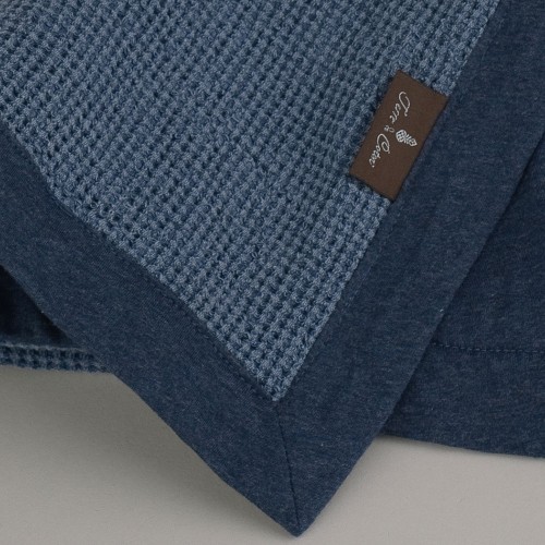 Terre-de-Coton-Denim-Blue-Basket-Weave-Reversible-Throw